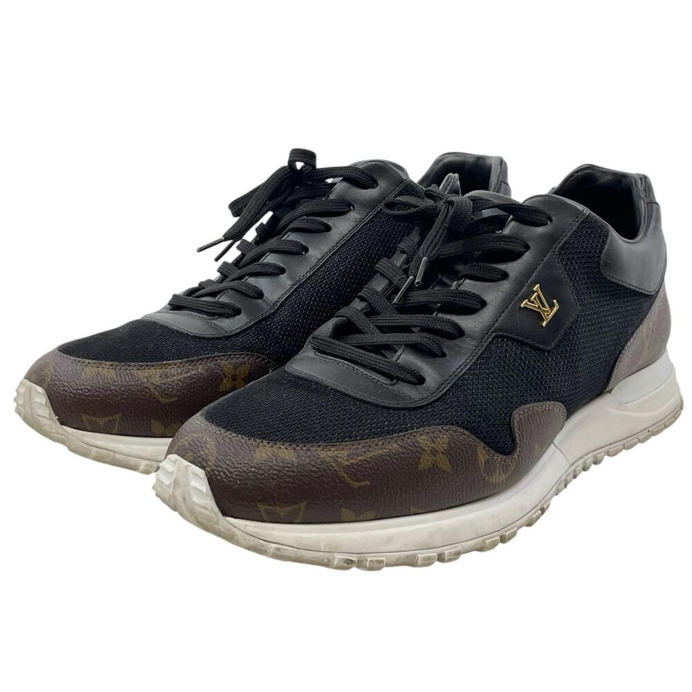 LOUIS VUITTON Run Away Monogram Sneakers Shoes Black Brown